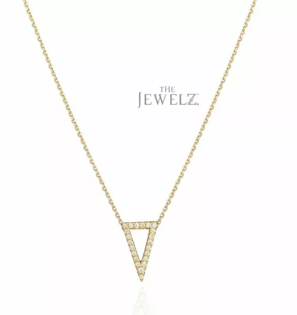 14K Gold 0.15 Ct. Genuine Diamond Arrowhead Charm Pendant Necklace Fine Jewelry