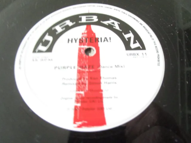 Hysteria! Purple Haze (Dance Mix) Urban URBX 11 DJ Promo 12" Vinyl Maxi-Single