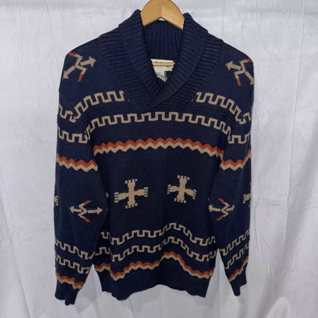 Orvis Southwest Aztec Shawl Collar Heavyknit Sweater Men’s Medium