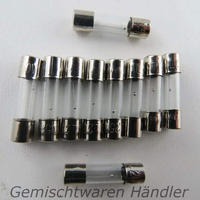 10x 2A Fusible Verre Tube Fusible 20mm 1 2 3,15 4 5 8 10 A Assurance
