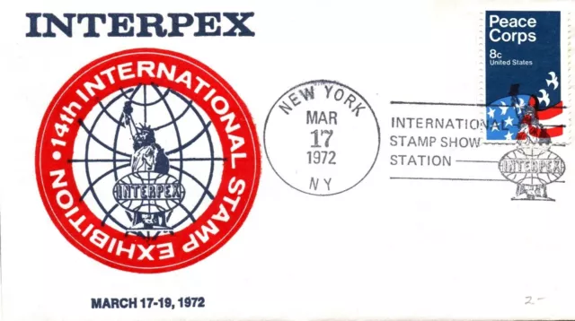 INTERPEX 14th INTERNATIONAL STAMP EXHIBITION CACHET EVENT COVER NEW YORK 1972