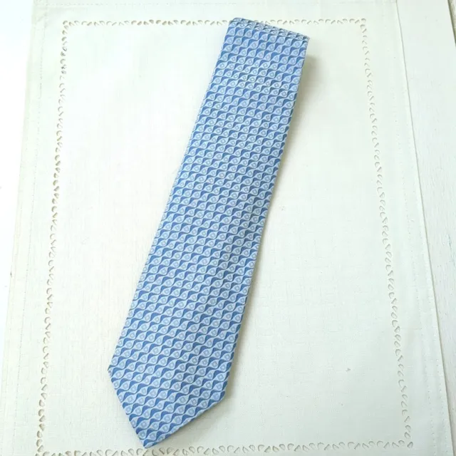 Corbata de seda azul Salvatore Ferragamo hecha en Italia excelente estado de Japón