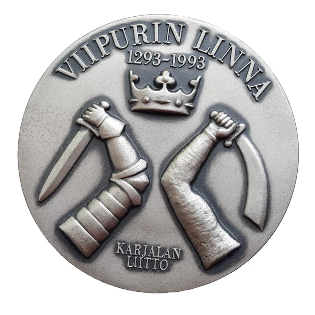 Finland Silvered Bronze Medal - Viipurin Linna / Vyborg Castle  70 mm, 268 gr