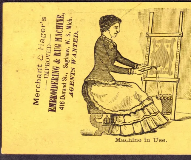 Merchant & Hagers Embroidering & Rug Machine 1890's Sewing Needle MI Trade Card 2