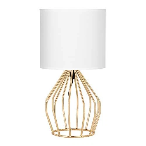 HAITRAL Gold Table Lamp - Modern Style Desk Lamp with Hollowed Out Base Linen...