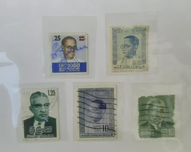 5 Nos. Sri Lanka Politicians USED Stamps Collection