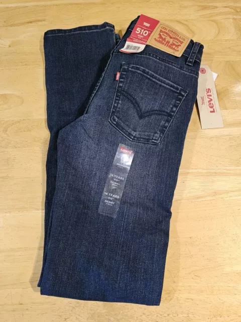 Teenage Boys LEVIS 510 Adjustable Skinny Blue Denim Jeans - Size 14A (164cm)