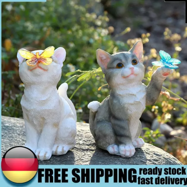 Solar Decorative Pet Cat Statue Ornaments Resin Home Decor for Room Office Study