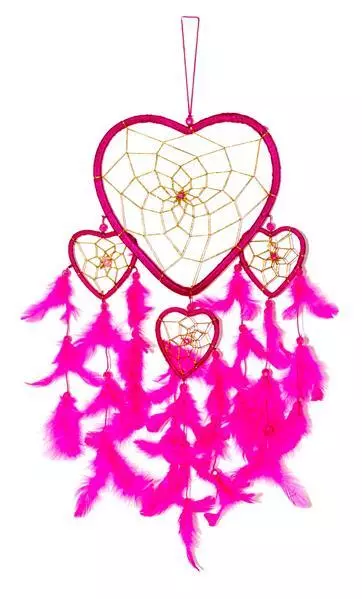 Großes Ca 50cm x 16cm Herz Dreamcatcher Traumfänger Pink Mädchen Kinder Glitzer