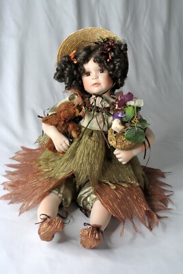Linda Murray MEGAN 23" Porcelain Doll Paradise Galleries Curly Brown Hair Forest