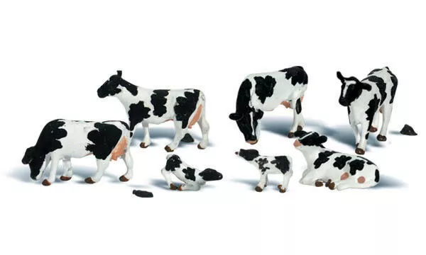 Woodland Scenics ~ N Scale Animals ~ Holstein Cows ~ A2187