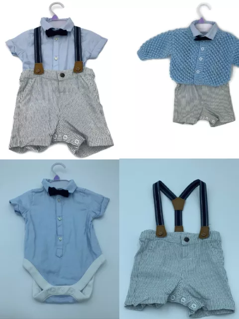 Baby Boy Gentleman Party Clothes Romper Bodysuit Shorts Outfit Set Blue 3-6M