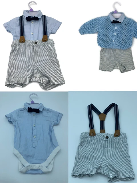 Baby Boy Gentleman Party Clothes Romper Bodysuit Shorts Outfit Set Blue 3-6M