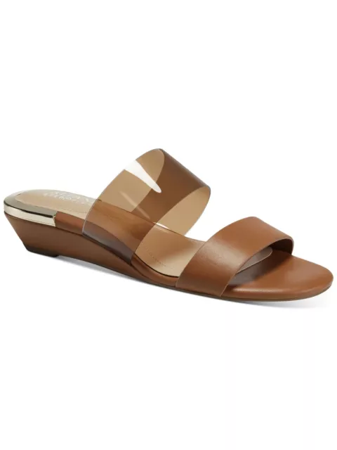 ALFANI Womens Brown Step N Flex Vinyl Upper Strap Tilley Wedge  Slide Sals 6.5 M