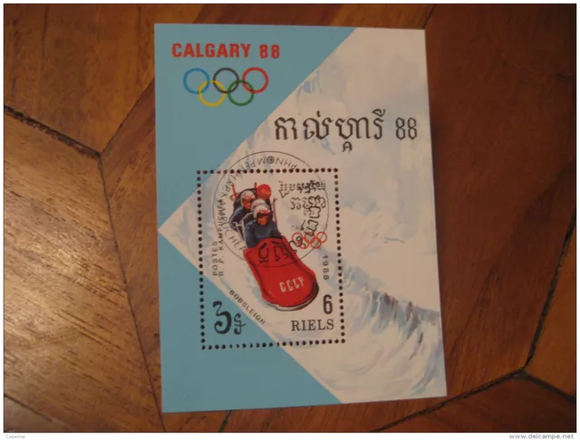 Phnom Penh Kampuchea 1988 Cancel Notepad Calgary Winter Olympic Games