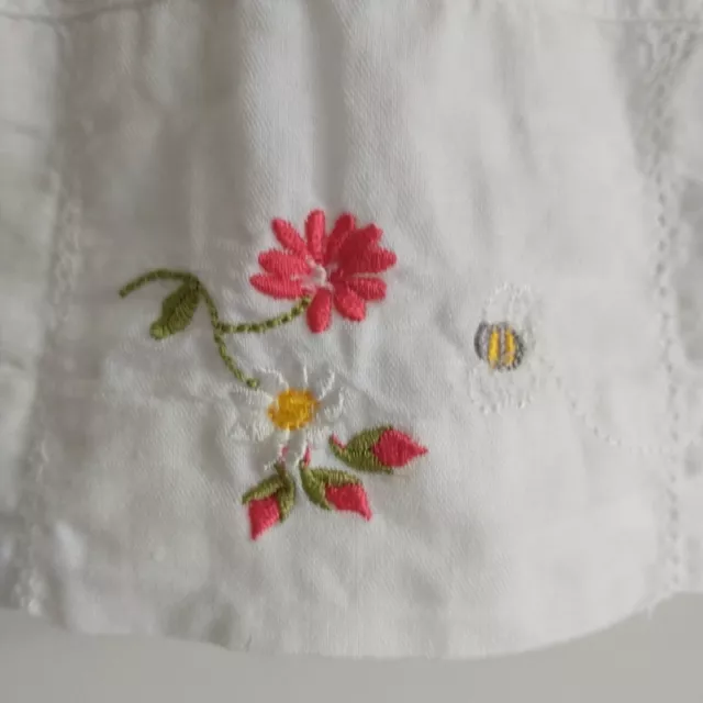 Mayoral Sun Dress 7 Y White Flower Embroidered Linen Blend Tiered Faux Wrap 3