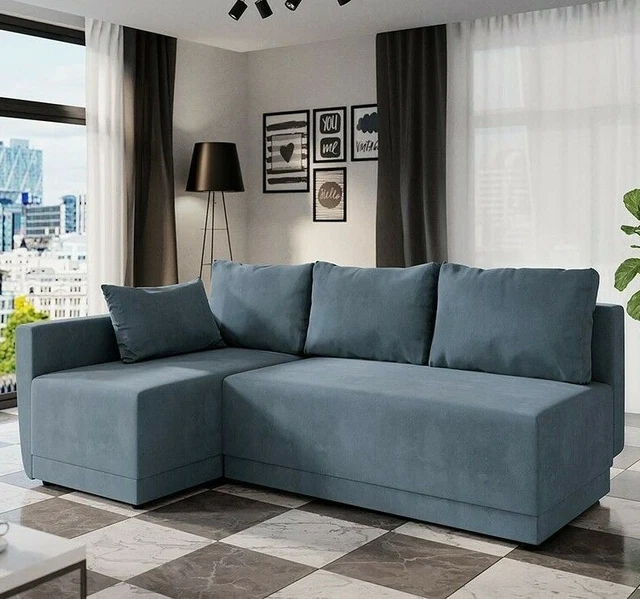 L-SHAPED CORNER SOFA Bed with Storage Sleep Function Water Repellent ...