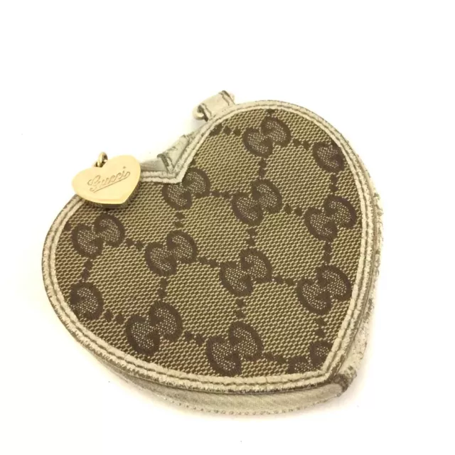 GUCCI Heart Shape GG Logo Canvas Coin Purse Wallet/6X1328