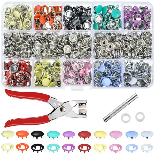 Metal Clothes Sewing Buttons Prong Ring Press Studs Snap Fasteners Clip Plier