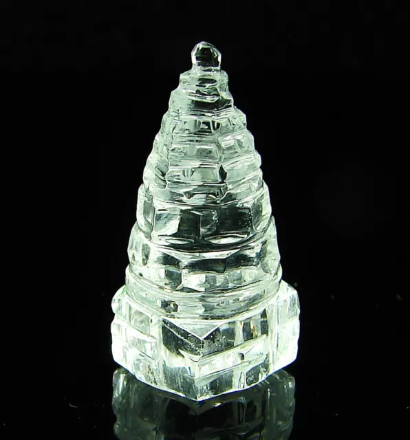 39.40 Ct Natural Clear Quartz Gemstone Carved Sri Shri Yantra Meditation- ZR1033