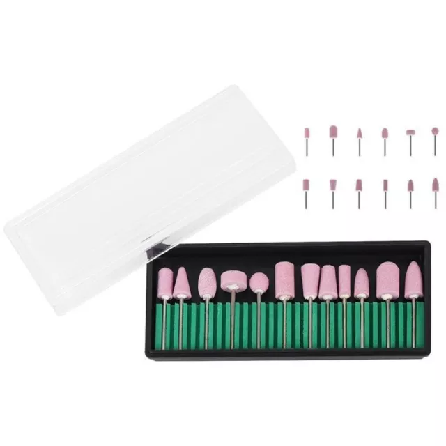 Set 12 Frese in Pietra Abrasiva per Manicure Pedicure Unghie Strumento Rotativo