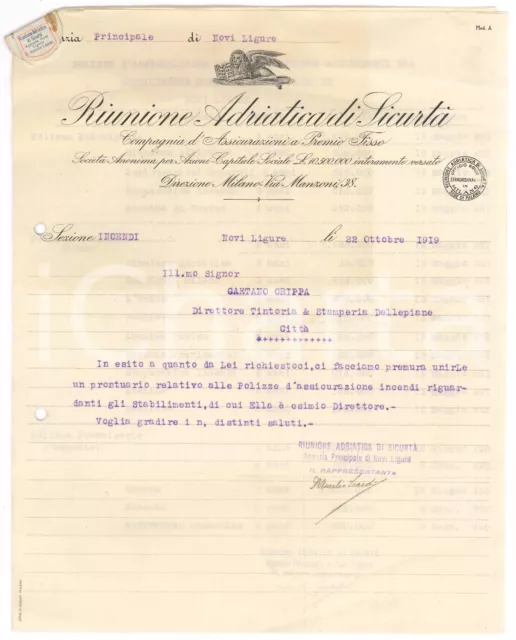 1919 NOVI LIGURE Riunione Adriatica Sicurtà - Prontuario polizze assicurazione