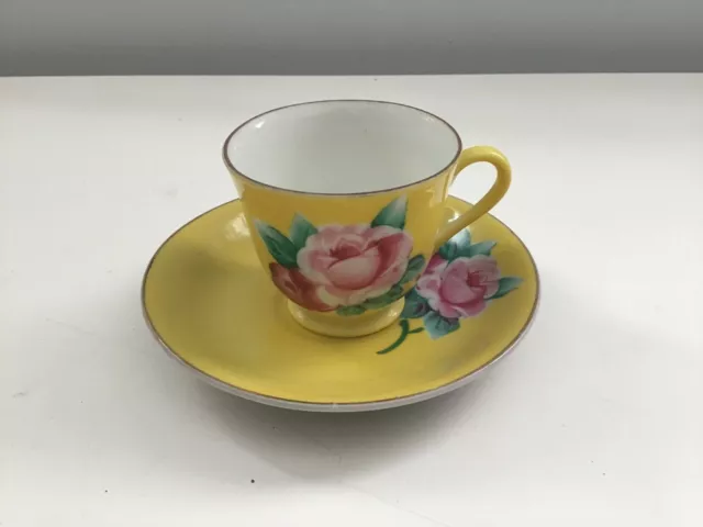 Vintage Tea Cup Saucer Japan Hand Painted Bone China