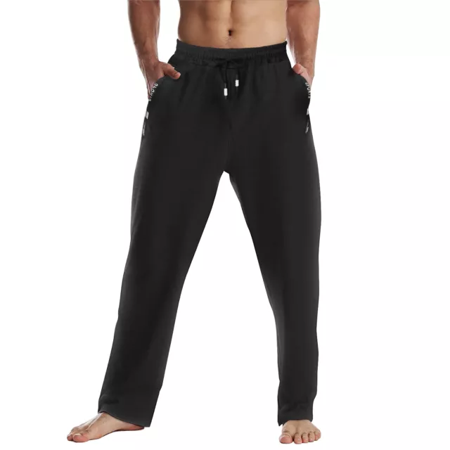 Men's Sweatpants Jogging Pants Casual Pants Pockets with Zipper Gym Pants Straig