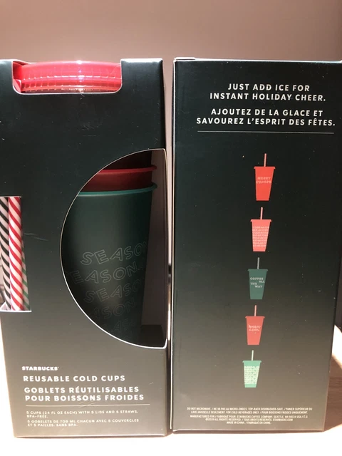 Starbucks Reusable Cold Cups Holiday Pack Set Of 5