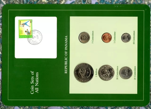 Coin Sets of All Nations Panama w/card 1982-1984 Balboa 1984 UNC Baseball