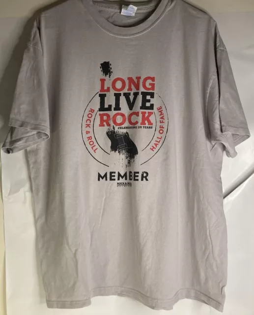 Men’s XL Gray “Long Live Rock” Celebrating 25 Years Rock&Roll HOF Member T-Shirt