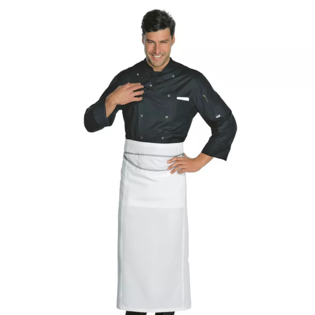 Delantal Cocinero Excellent Blanco Isacco Sin Cadenas Uniforme Restaurante