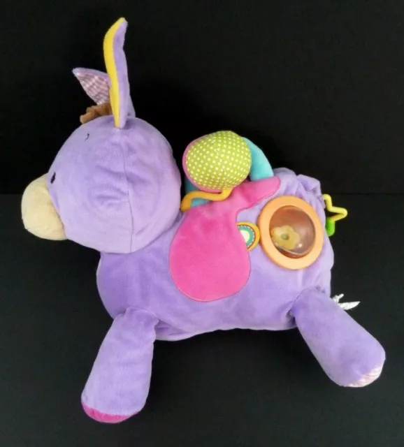 90. DOUDOU PELUCHE MINIMI MINITOYS ANE CHEVAL MAUVE ROSE GRELOT 30c EXC. ETAT