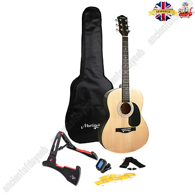 Martin Smith Premium Kit de guitare acoustique avec accordeur de guitare support de guitare sac de guitare cordes de guitare plectres et support. 