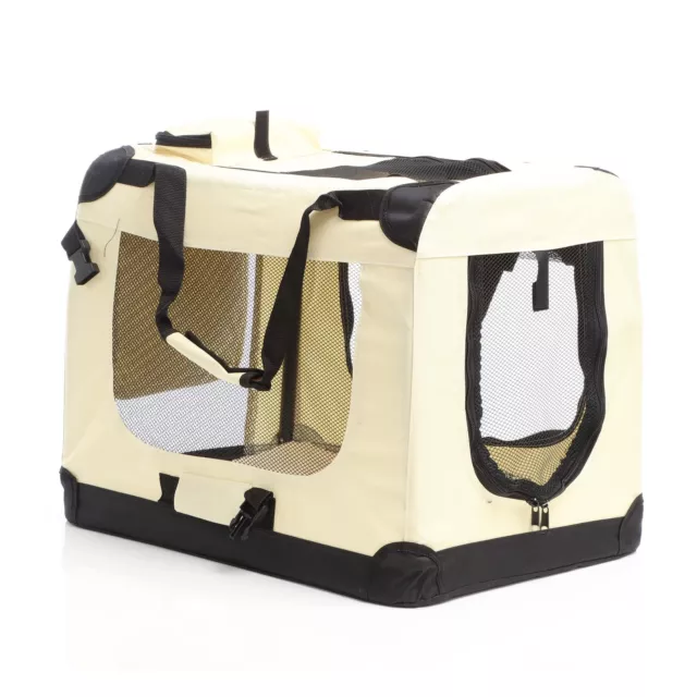 Fudajo Caisse transport pliable Beige Chien Chat S 50x34x36cm Animal domestique