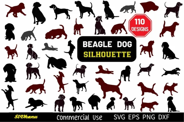 110 Beagle Dog Svg Bundle, Beagle Dog Breads svg, Pet Silhouette, Dog Clipart