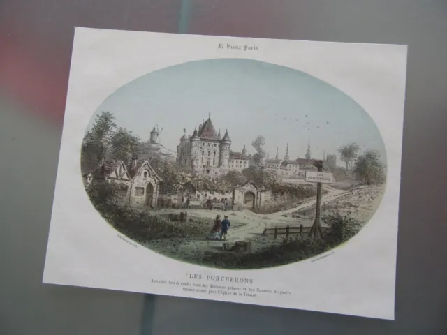 Litografia Original 1850 Les Porcherons Le Vieux Paris