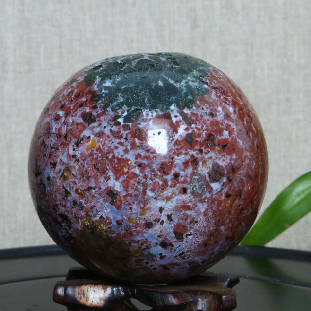 B2662-70mm-459g Amazing natural Ocean Jasper Orbicular Sphere Reiki Crystal Ball