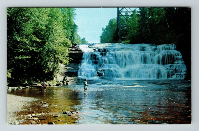 Agate Falls MI-Michigan, Brook Trout Fishing  Vintage Postcard