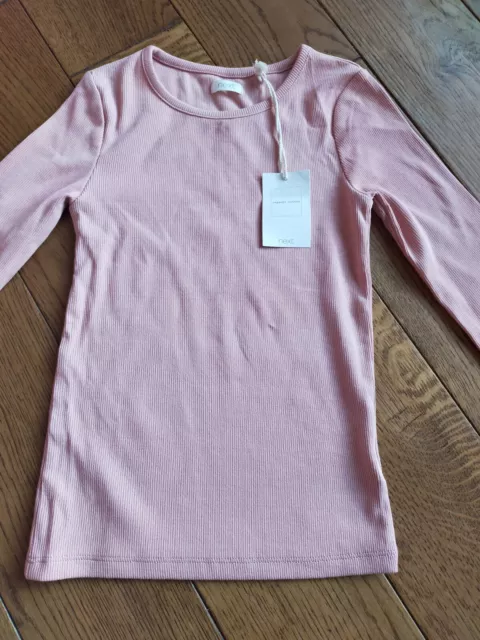 ⭐BNWT. Lovely Girls Organic Cotton Long-Sleeved Ribbed Top NEXT 7yrs Dusky Pink