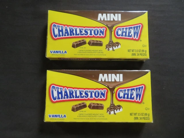 (2) Boxes Mini Charleston Chew Vanilla & Chocolate 3.5 Oz Each Movie Theater
