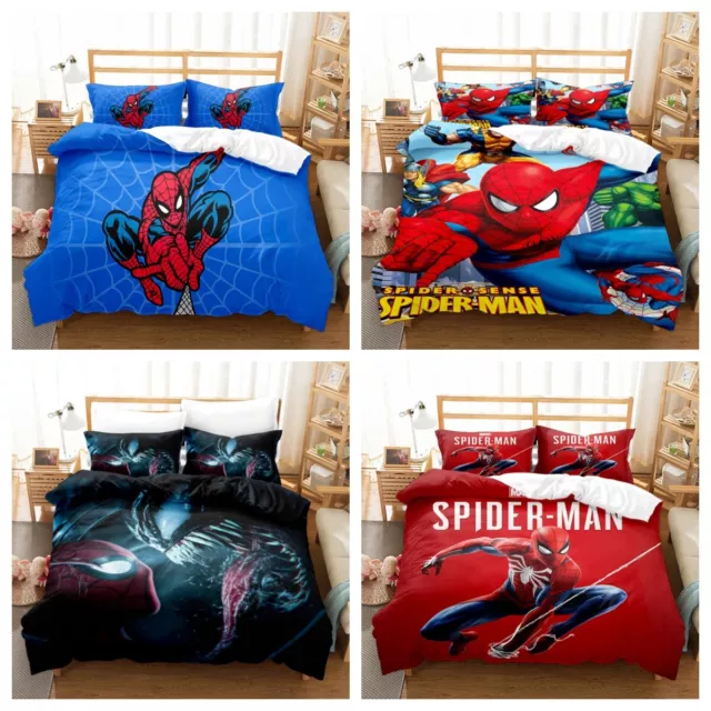 Kinder Bettwäsche Set Jungen 3D Spiderman Bettwäsche Bettbezug Set Geschenk 3tlg