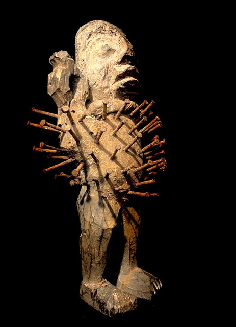 African Tribal Art Wooden Carved statue tribal wood Fetish Nkisi Nkonde -5024