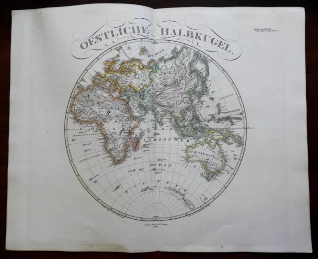 Eastern Hemisphere Africa Europe Asia Australia 1862 Stieler detailed map