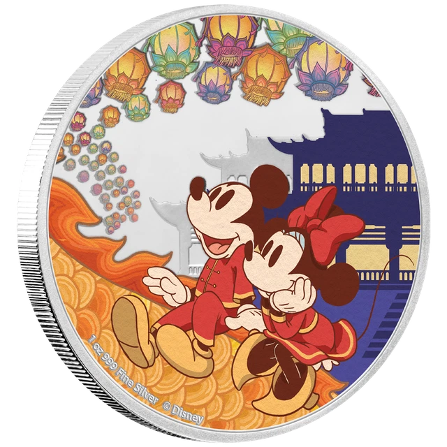 Silbermünze Disney™ Jahr der Maus Freude (4.) 2020 - Niue - 1 Oz PP in Farbe