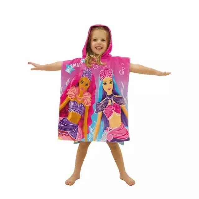 Barbie Mermazing Serviette Poncho Capuche 100% Coton Enfants Peignoir Plage Pool