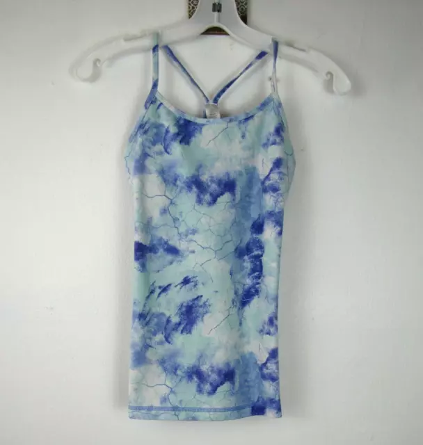 ivivva Girls Size 10 Blue Stretch Tie dye Athletic Spaghetti Strap Tank Top