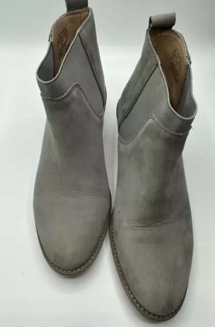 Kelsi Dagger Brooklyn Ankle Bootie Gray  Leather Block Heel size 9.5 Slip ON