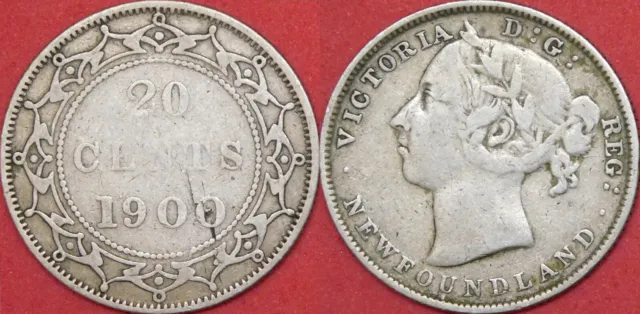 Fine 1900 Canada Newfoundland Silver 20 Cents
