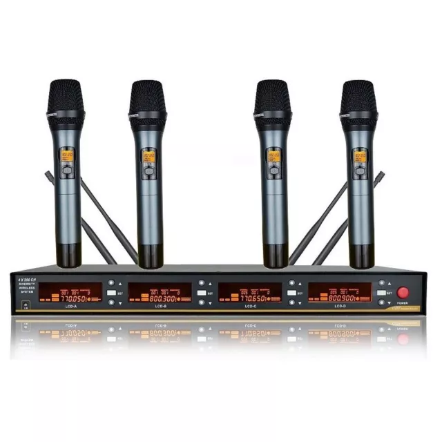 UHF wireless microphone karaoke 4 Channels cordless microphone Diversity